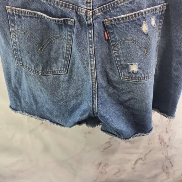 Levis Shorts Womens 34 Jean 501 XX Denim High Rise Light Button Fly Distressed - Picture 7 of 11